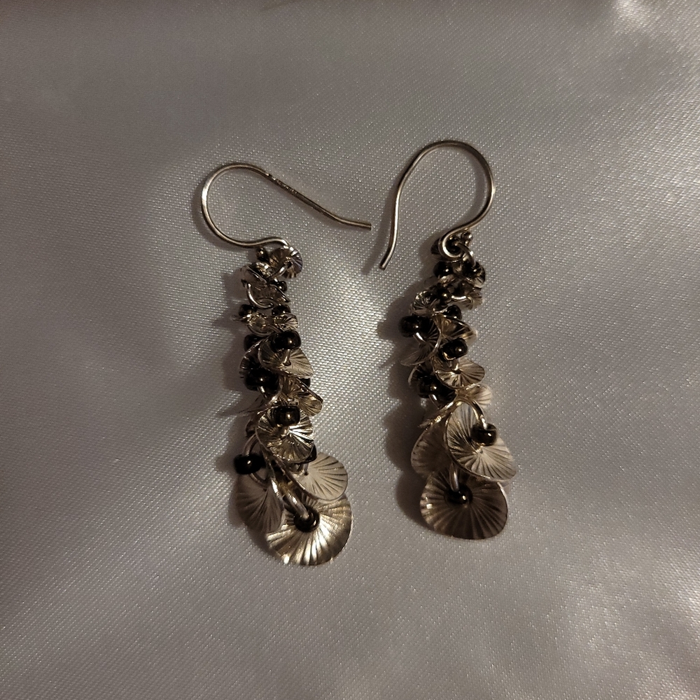 Hessonite Silver Dangly Earrings